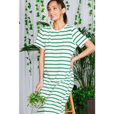 Striped Maxi w/ Side Slit - Greige Goods