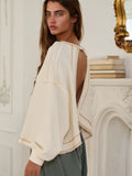 Open Back Oversized Top - Greige Goods