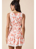 Floral V-Neck Lace Mini Dress - Greige Goods