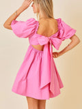 Ruffle Square Neck Mini Dress - Greige Goods