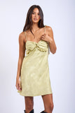 Jacquard Print Ruffle Trim Mini Dress - Greige Goods