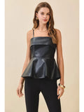 Faux Leather Peplum Top