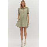 Striped Puff Sleeve Swing Dress