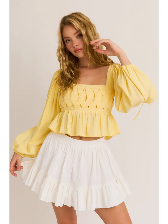 Long Sleeve Square Neck Top - Greige Goods