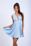 Satin Plunging V-Neck Mini - Greige Goods