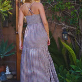 Checker Print Maxi Dress - Greige Goods