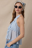 Sheer Tie Lace Ruffle Top - Greige Goods