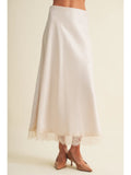 Satin & Lace Maxi Skirt - Greige Goods