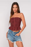 Smocked Ruched Ruffle Crop - Greige Goods