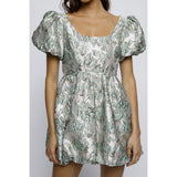 Brocade and Textured Mini Dress - Greige Goods
