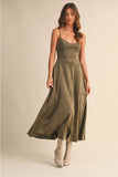 Suede Corset Midi Dress