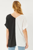 Curvy Girl V-Neck Colorblock Blouse - Greige Goods