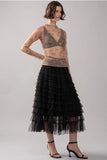 Tulle Textured Midi Skirt - Greige Goods