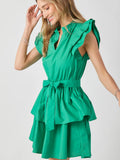 Three Tier Ruffle Sleeve Dress - Greige Goods