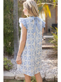 Embroidered Ruffle Sleeve Dress - Greige Goods