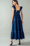 Frayed Maxi Denim Dress - Greige Goods