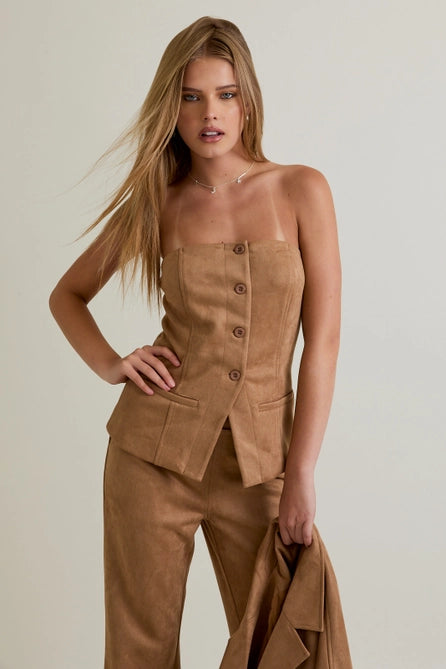 Suede Tube Blazer Top - Greige Goods