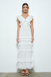 Ruffled Cap Sleeve Tiered Maxi - Greige Goods