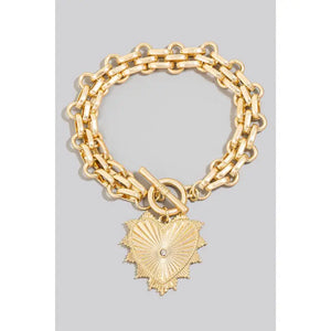 Heart Charm Toggle Bracelet - Greige Goods