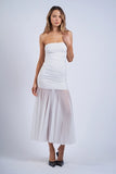See-Through Ruched Tube Midi - Greige Goods