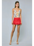 Abstract Sweetheart Smocked Crop