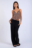Leopard Double Strap Ruffle Cami - Greige Goods