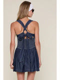 Denim Smocked Mini Dress - Greige Goods