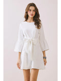 Three Quarter A-Line Mini Dress - Greige Goods