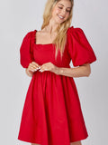 Ruffle Square Neck Mini Dress - Greige Goods