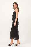 Black Asymmetrical Ruffle Maxi - Greige Goods