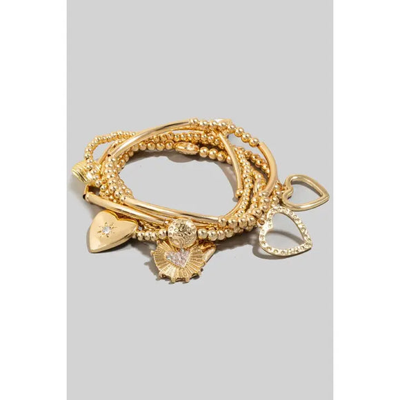 Intricate Heart Charm Bracelet - Greige Goods