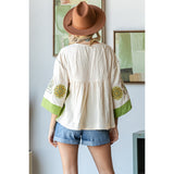Vintage Embroidery Patch Gauze Top - Greige Goods