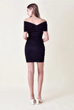 Retro Off Shoulder Bow Dress - Greige Goods