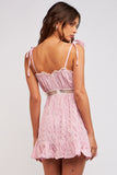 Checkered Lace Trim Mini Dress - Greige Goods
