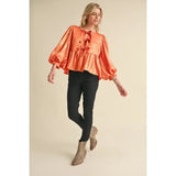 Metallic Bow Tie Top