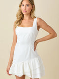 Square Neck Mini Dress - Greige Goods
