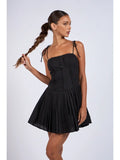 Tie Strap Pleated Mini Dress
