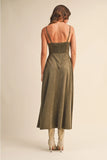 Suede Corset Midi Dress
