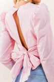 Barbie Core Tie Back Blouse - Greige Goods