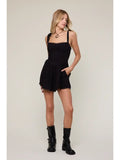 Wide Tie Lace Strap Romper - Greige Goods