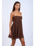 Brown Polka Dot Mini Dress