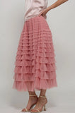 Tulle Textured Midi Skirt - Greige Goods