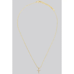 Dainty CZ Cross Necklace - Greige Goods