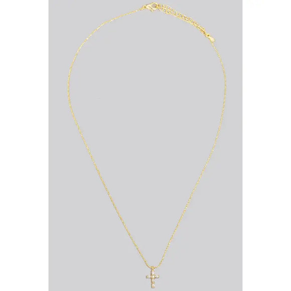 Dainty CZ Cross Necklace - Greige Goods