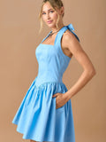 Halter Neck Tiered Mini Dress - Greige Goods