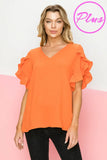 Curvy Girl Ruffle Sleeve Blouse - Greige Goods