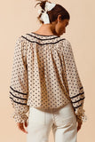 Dot Pattern Blouse Top - Greige Goods