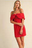 Buttondown Bow Mini Dress - Greige Goods