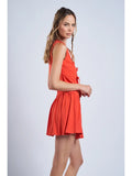 Front Tie Top & Pleated Mini Skirt Set