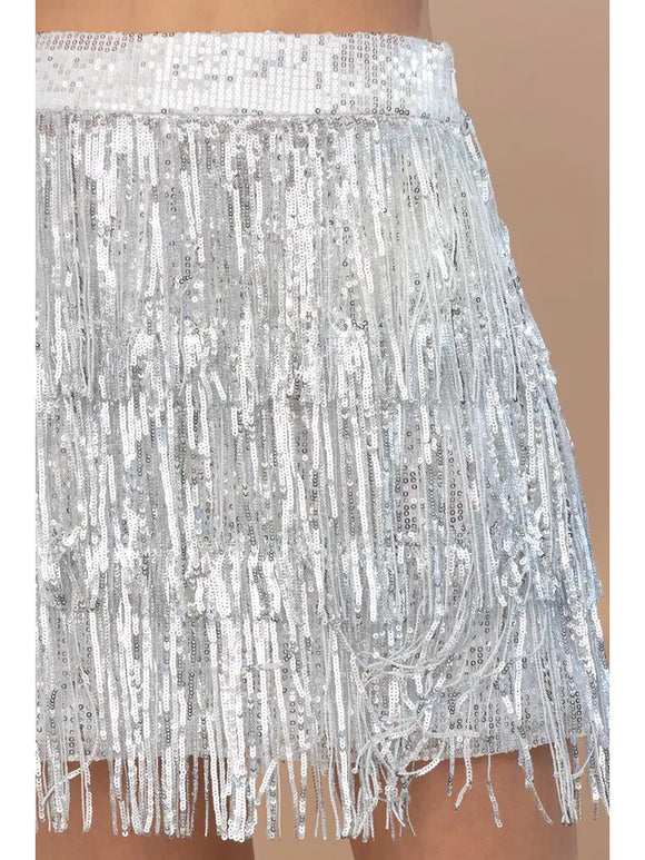Tiered Sequin Mini Skirt - Greige Goods